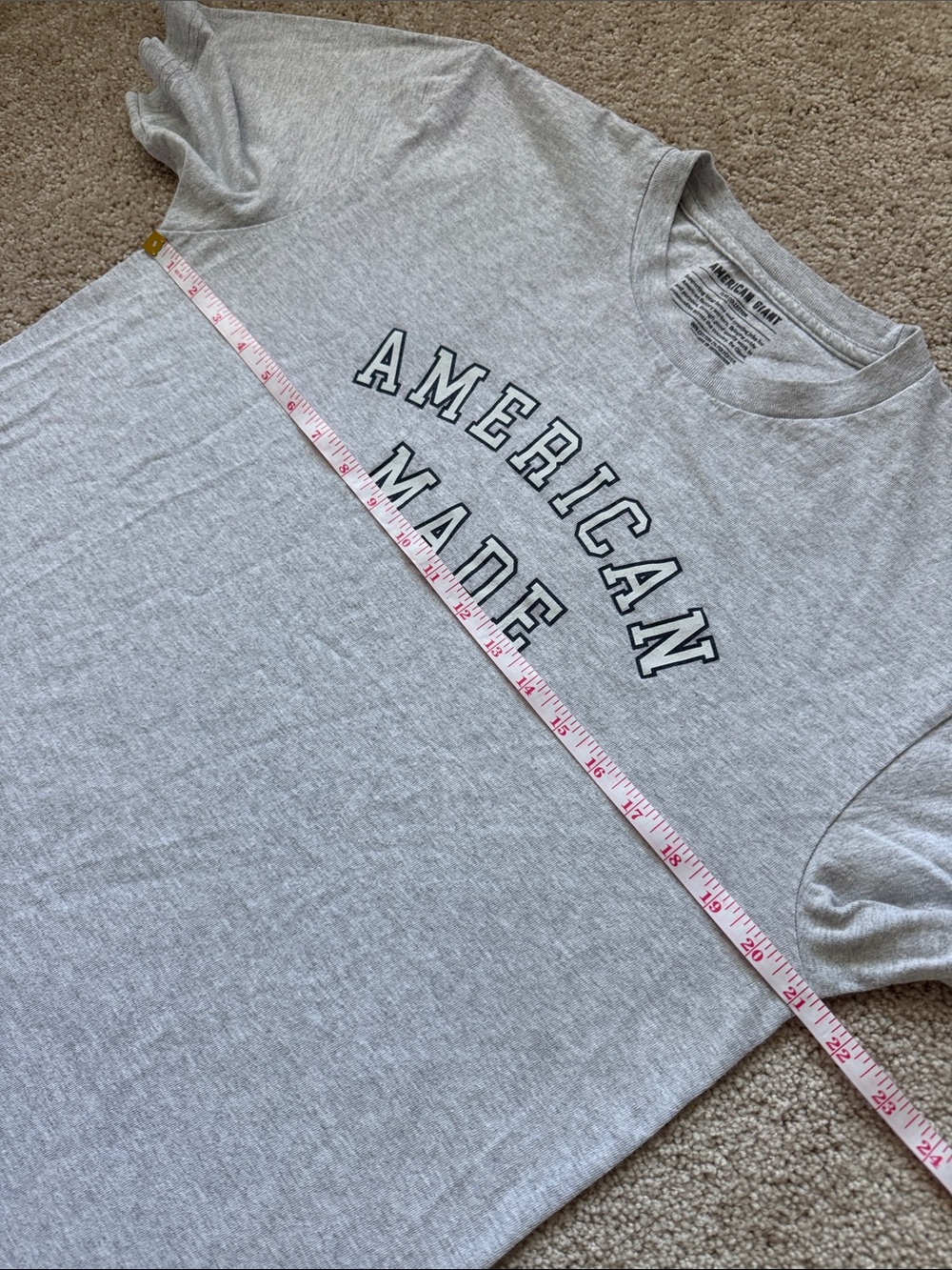 American Giant Patriotic Flag Collection Grey Logo Short Sleeve Cotton Tee - Picture 4 of 6